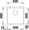A technical drawing of a sink with dimensions indicated. Produktbild-Vorschau