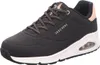 A single black Skechers women's sneaker with rose gold accents is shown from a side-diagonal angle against a white background. Anteprima dell’immagine prodotto