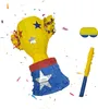 Relaxdays Pinata Pokal, mit Stab & Maske, zum Aufhängen, Produktbild-Vorschau 1