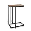 A C-shaped side table with a brown wood top and black metal legs. Produktbild-Vorschau