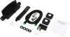 A collection of black bathroom faucet components laid out on a white background. Náhled obrázku produktu