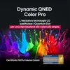 A marketing image showcasing vibrant paint splashes in various colors against a dark background, with text highlighting LG's QNED Color Pro technology. Produktbild-Vorschau