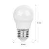 A white LED light bulb with a silver screw base is shown against a white background. Dimensions are indicated with dotted lines and text. Produktbild-Vorschau