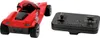 A red toy race car and a black remote control are displayed side-by-side on a white background. Podgląd zdjęcia produktu