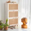 sweeek - Schuhschrank mit Rattan-Geflecht - Blanc cassé Produktbild-Vorschau 5