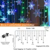 A diagram and image of a snowflake-shaped LED light string. Náhled obrázku produktu