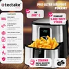 A collage of an air fryer and its features, with text overlays and graphics advertising its capabilities. Náhled obrázku produktu