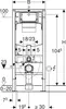 A technical drawing with dimensions of a toilet installation frame. Náhľad obrázku produktu