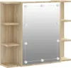 A wooden wall-mounted cabinet with a mirror and shelves. Náhled obrázku produktu