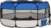 A blue and white portable pet playpen is shown against a white background. Náhled obrázku produktu