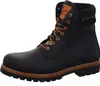 A black leather boot with brown laces and sole. Anteprima dell’immagine prodotto