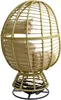 A rattan egg-shaped chair with beige cushions, shown from a side-rear angle against a white background. Produktbild-Vorschau