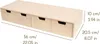 A light wood drawer unit with four drawers, shown from a slightly elevated front-left angle. Dimensions are indicated with lines and text. Podgląd zdjęcia produktu