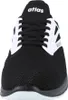A close-up front view of a black and white running shoe. Produktbild-Vorschau