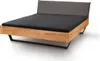 Bett Charleroi 180x220 cm Sonderlänge Wildeiche Massiv Stoffkopfteil Anthrazit Produktbild-Vorschau