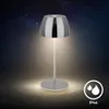 A silver LED table lamp is shown in a dark, starry setting, with a light glow emanating from the lamp. Anteprima dell’immagine prodotto