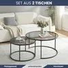 DELUKE® Couchtisch Glas LENO 2er Set - runder Beistelltisch Produktbild-Vorschau 3