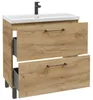 A bathroom vanity cabinet with a sink and faucet. Voir les images du produit