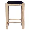 Barhocker Echtes Ziegenfell und Teak Massivholz , Barhocker Produktbild-Vorschau 2