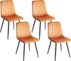 BELIANI Esszimmerstühle 4er Set Orange aus Samtstoff mit Produktbild-Vorschau 1