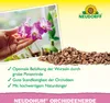 A hand holding pink orchids with a pile of orchid bark and product benefits listed. Produktbild-Vorschau