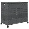 vidaXL Wäschekorb mit Rollen Grau 66x35x60 cm Rattan Produktbild-Vorschau 1