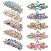 Damen Mode Blume Blatt Kristall Strass Haarspange Clip Produktbild-Vorschau 7