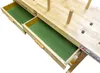 Close-up view of two open drawers of a wooden workbench, lined with green felt. Produktbild-Vorschau