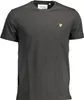 A plain black t-shirt with a small yellow logo on the chest. Produktbild-Vorschau