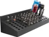 A black bit holder with many screwdriver bits and three screwdriver handles inserted. Produktbild-Vorschau