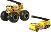 Two yellow toy trucks, one a monster truck and the other a fire truck, are shown against a white background. Náhľad obrázku produktu