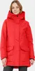 A woman wearing a red parka. Produktbild-Vorschau