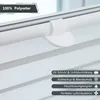 Close-up of a white roller blind mechanism and fabric, with feature callouts. Produktbild-Vorschau