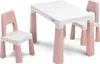 A white and pink children's table and two chairs set on a white background. Produktbild-Vorschau