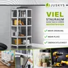 A collage of images showcasing a metal shelving unit and related items, with marketing text highlighting storage benefits. Náhled obrázku produktu