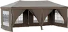 A taupe-colored party tent with windows, shown from the front. Produktbild-Vorschau