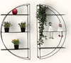 Two black metal wall shelves with decorative items. Produktbild-Vorschau