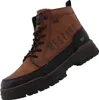 Auf dem Bild ist ein brauner Stiefel zu sehen der von der Seite betrachtet wird. Der Stiefel hat eine glatte Oberfläche und eine leicht erhöhte Sohle. Produktbild-Vorschau