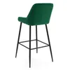 A green bar stool with black legs against a white background. Podgląd zdjęcia produktu