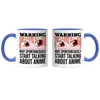 Warning May Talk About Anime Tasse Blau Geschenkidee Anime Produktbild-Vorschau 3