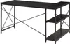 A black L-shaped desk with shelves on a white background. Náhled obrázku produktu