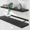 CASARIA® Étagère murale flottante noire 90 cm MDF robuste Voir les images du produit 1