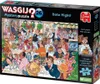 A puzzle box featuring a cartoon illustration of a busy restaurant scene during a date night. Náhled obrázku produktu