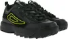 A pair of black Fila Disruptor II sneakers with yellow accents. Produktbild-Vorschau