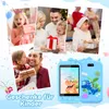 A collage of images showing children receiving and playing with gifts, alongside a product shot of a blue toy smartphone. Náhled obrázku produktu