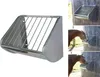 A collage showing a metal hay feeder for horses, with close-ups of a horse using it. Anteprima dell’immagine prodotto