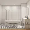 Duschspa 130x140cm Weiß Badewanneaufsatz 3-teilig Faltwand Produktbild-Vorschau 2