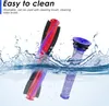 Two vacuum cleaner parts, a roller brush and a filter, are shown partially submerged in water with splashes. Produktbild-Vorschau