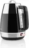 A black electric kettle with silver accents is shown from the side against a white background. Náhled obrázku produktu