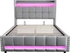 Sweiko Lit rembourré 140*200cm, Tête de lit avec étagères Voir les images du produit 5